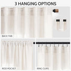 Ivory White Linen 112 Inch Curtains - Image 2