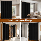 100% Blackout Room Divider Curtains Sets Black 1 Panel W100 x L84in No Drill Curtain Rods(H) 43-120×(W) 35-100 in for Bedroom Privacy Partition Separator