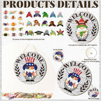 Qunclay Interchangeable Gnome Welcome Sign Seasonal Gnomes, 20, Gray