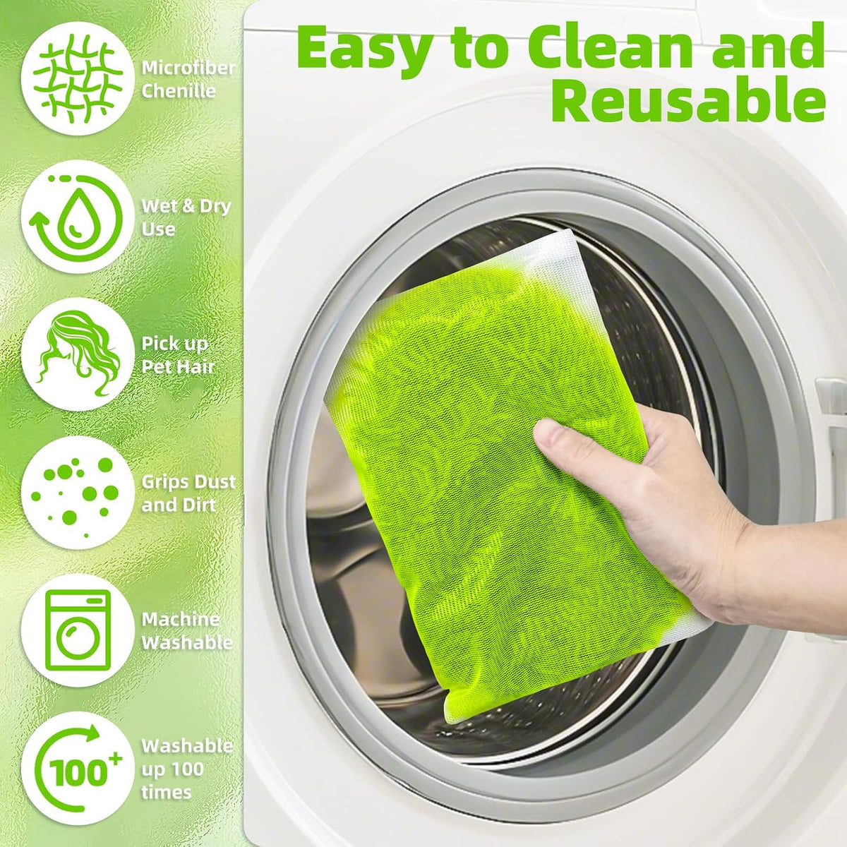 Reusable Microfiber Chenille Mop Pads Compatible with Swiffer Sweeper Mop
