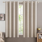 MIULEE Linen Textured Curtains for Bedroom Solid 100% Blackout Thermal by MIULEE