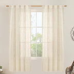 LAMIT Semi Sheer Beige Linen Curtains 72 inch Length, Light Filtering Panels by LAMIT