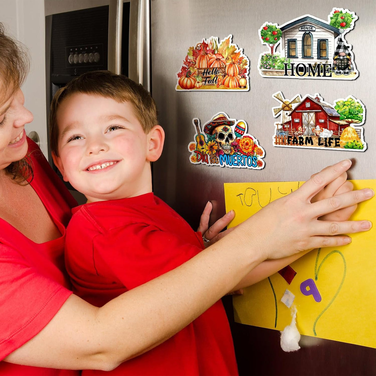 12 Pcs Large Holiday Magnets for Refrigerator 7.8'' Fall Fridge Magnets Seasonal Cruise Door Decorations Home Farm Coffee Magnetic Stickers for Locker Whiteboard Dishwasher Kitchen Decor