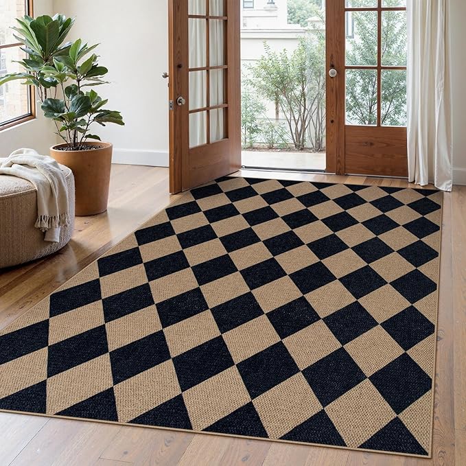 Lahome Colette Checkered Easy Jute Outdoor Rug, 5x7 Area Rugs by Lahome