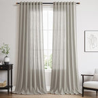Nanspring Silver Grey Linen Curtains 90 Inch 2 Panels by Nanspring
