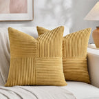 Fancy Homi 2 Packs Mustard Yellow Decorative Throw Pillow Covers 16x16 Inch by Fancy+Homi