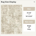 Abstract Rug 8x10 Large Living Room Rugs Neutral Modern Washable Area Rugs - Image 3