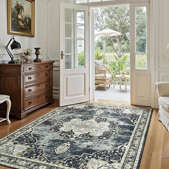 Lofus 5x7 Washable Area Rug, Vintage Floral Rugs - Image 5