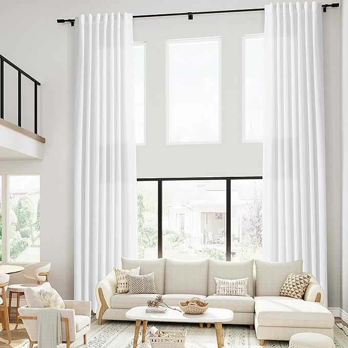 Nanspring White Linen Curtains 216 Inches Long - Image 7