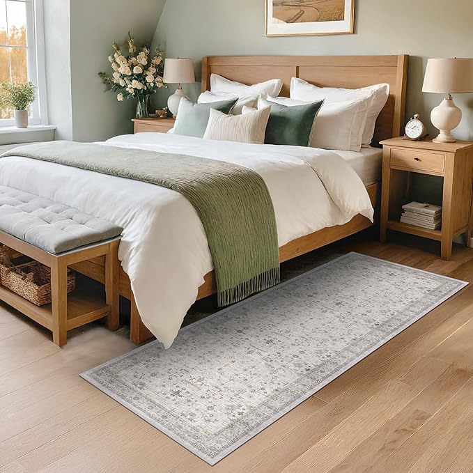 Light Grey 2x7 Boho Bathroom Runner Rug - Image 6