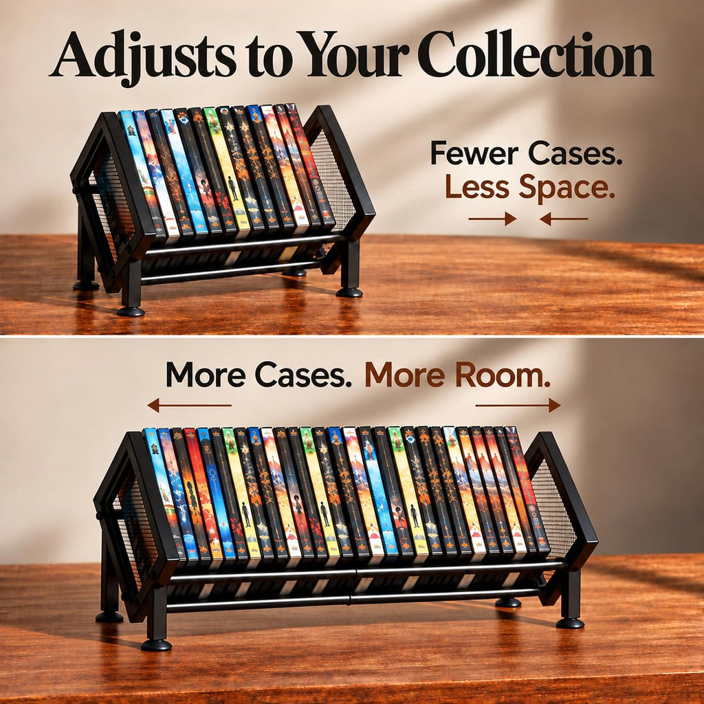PUTNATRURE DVD Storage Rack, Expandable Video Game Shelf & Blu Ray Holder