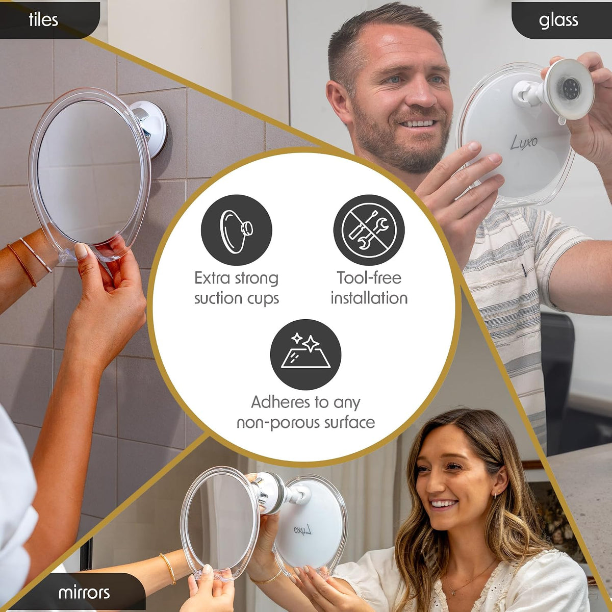 Luxo Shower Mirror Fogless for Shaving, Shower Shaving Mirror - White/Clear