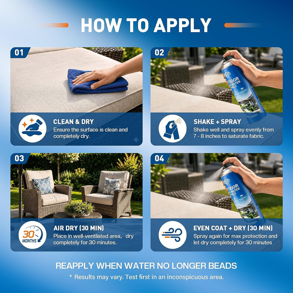 Outdoor Fabric Protector Spray: 12.8oz Waterproof & UV