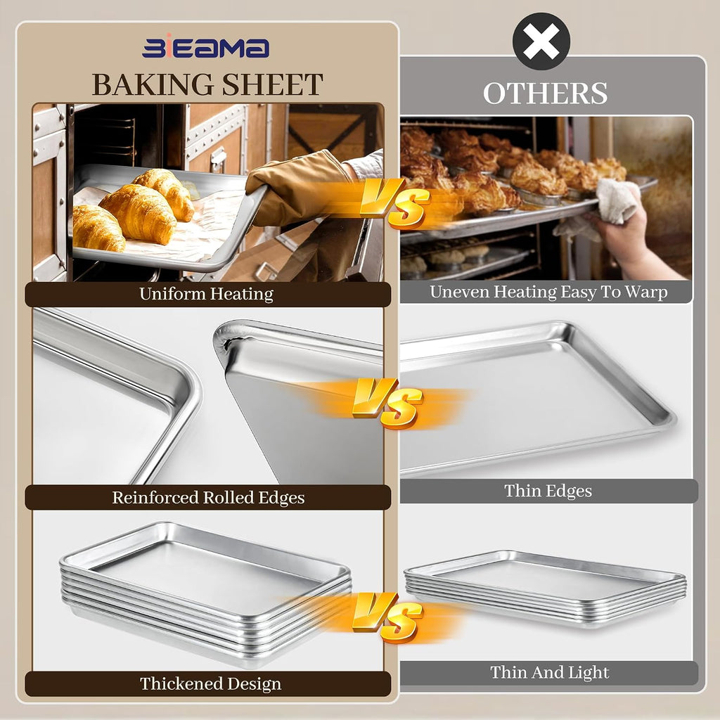 BIEAMA 6 Pack 26" x 18" Full Size Baking Sheet Pan, Aluminum Commercial Pan
