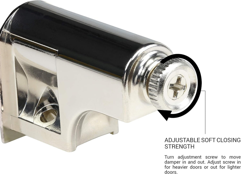 25 Pack Rok Hardware Soft Close Damper for Cabinet Doors/Compact/SoftClose Cabinet Adapter/Hardware/Hinge Polished Nickel Finish, SCD103