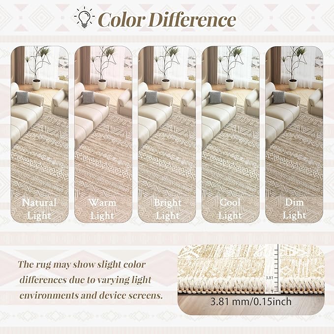 6x9 Area Rugs for Living Room: Washable Moroccan Geometric Boho Rug Farmhouse - Image 8