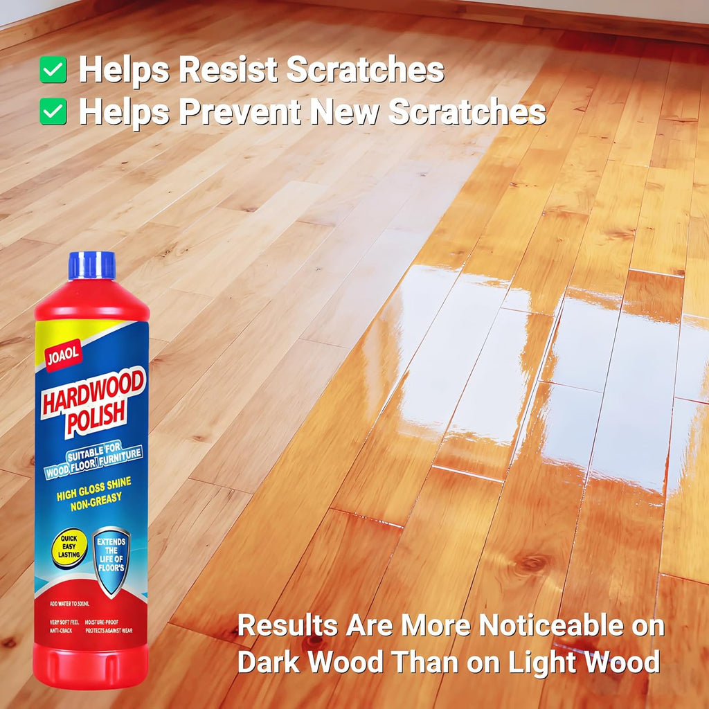 JOAOL Wood Floor Restorer & Polish–High Gloss Shine, Helps Repair Fine Scratches, Durable Protective Finish, Non-Slip, Non-Greasy, Moisture&Dust Resistant for Hardwood, Laminate Floors&Wood Furniture