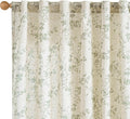 Lazzzy 90 inch Long Curtain for Bedroom Green Floral Linen Drapes for Living by Lazzzy