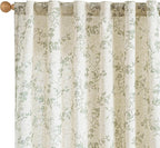 Lazzzy 90 inch Long Curtain for Bedroom Green Floral Linen Drapes for Living by Lazzzy
