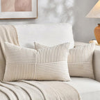 Fancy Homi 2 Packs Cream Lumbar Decorative Throw Pillow Covers 16x26 Inch by Fancy+Homi