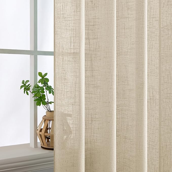 MIULEE Linen Curtains 108 Inch Length 2 Panels - Image 5