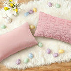 decorUhome Easter Pink Egg Pillow Covers 12x20 Inch Set of 2, Soft Plush Faux - Image 5