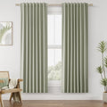 Sage Green 100% Blackout Linen Curtains 72 Inch Length 2 Panels Set by Guken