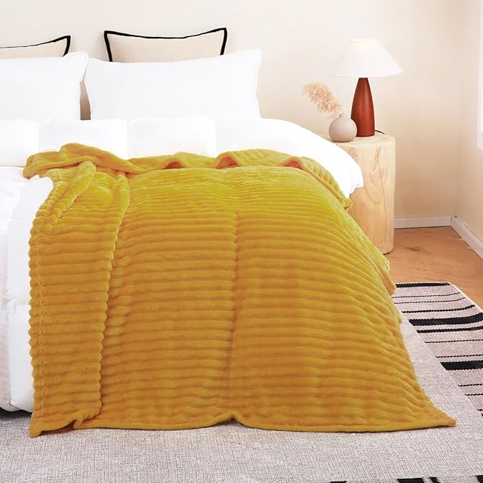 Mustard Yellow Fleece Throw Blanket 50”×60” - Image 4