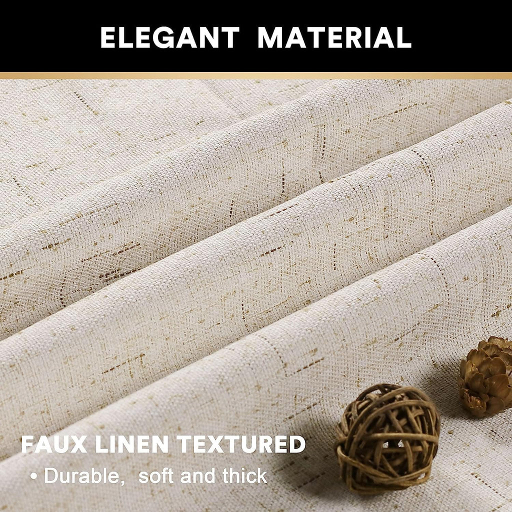 PrinceDeco Natural Linen Curtains 100% Blackout Linen Curtains for Bedroom Full Blackout Curtains 84 Inches Long Living Room Thermal Insulated Light Blocking Curtain Drapes White Backing, 2 Panels