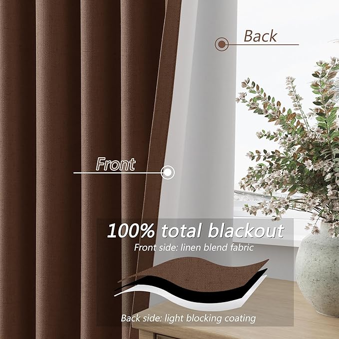 Guken 100% Blackout Curtains 102 Inch Length 2 Panels Set - Image 4