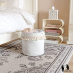 Mkono Macrame Cotton Rope Basket, Small Boho Nursery Decor, 11"x11", Ivory