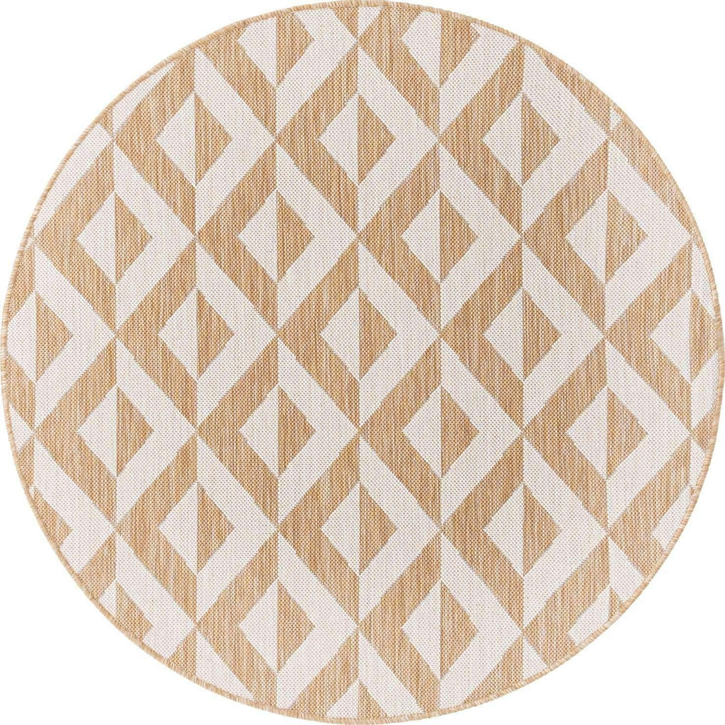 Unique Loom Jill Zarin Outdoor Collection Area Rug - Napa (4' 1" Round, Beige/ Brown)