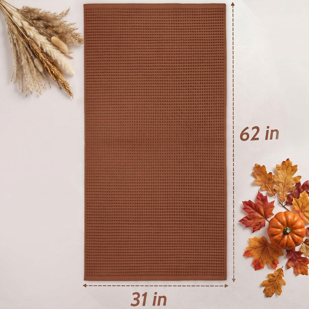 Waffle Bath Towels Set of 2 (Rust) - Fall Bathroom Decor, Large 31” x 62”