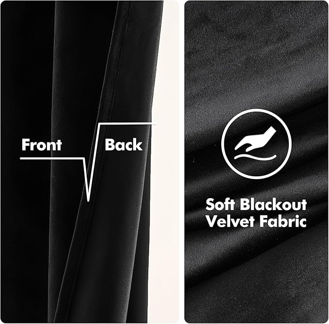MIULEE Velvet Curtains Black Elegant Grommet Thermal Insulated Soundproof Room - Image 3