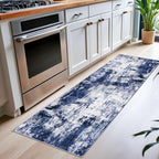 KOZYFLY Modern Abstract Runner Rug 2x6 Navy Blue Runners - Image 2