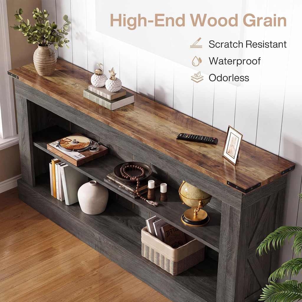 Tribesigns 63" Console Table, 3-Tier Entryway Table with Storage Shelves