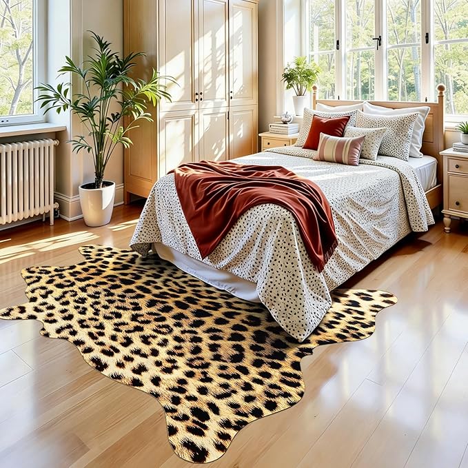 AROGAN Western Decor Faux Fur Leopard Rug, 8 x 10 Feet Premium Animal Skin - Image 3