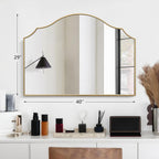 Besdomus Gold Scalloped Wall Mirror: 40"x29" Large Wooden Bathroom Mirror