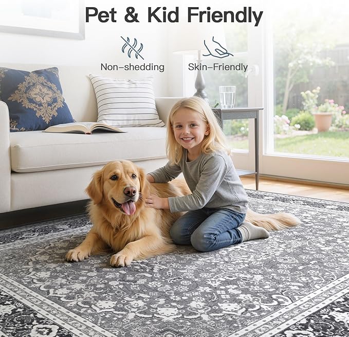Lofus 5x7 Area Rugs for Living Room, Machine Washable Non-Slip Area Rug - Image 8