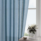 Nanspring Blue Semi Sheer Linen Curtains 90 inch Length - Image 5