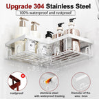 Corner Shower Caddy 5 Pack Adhesive Stainless Steel Organizer White