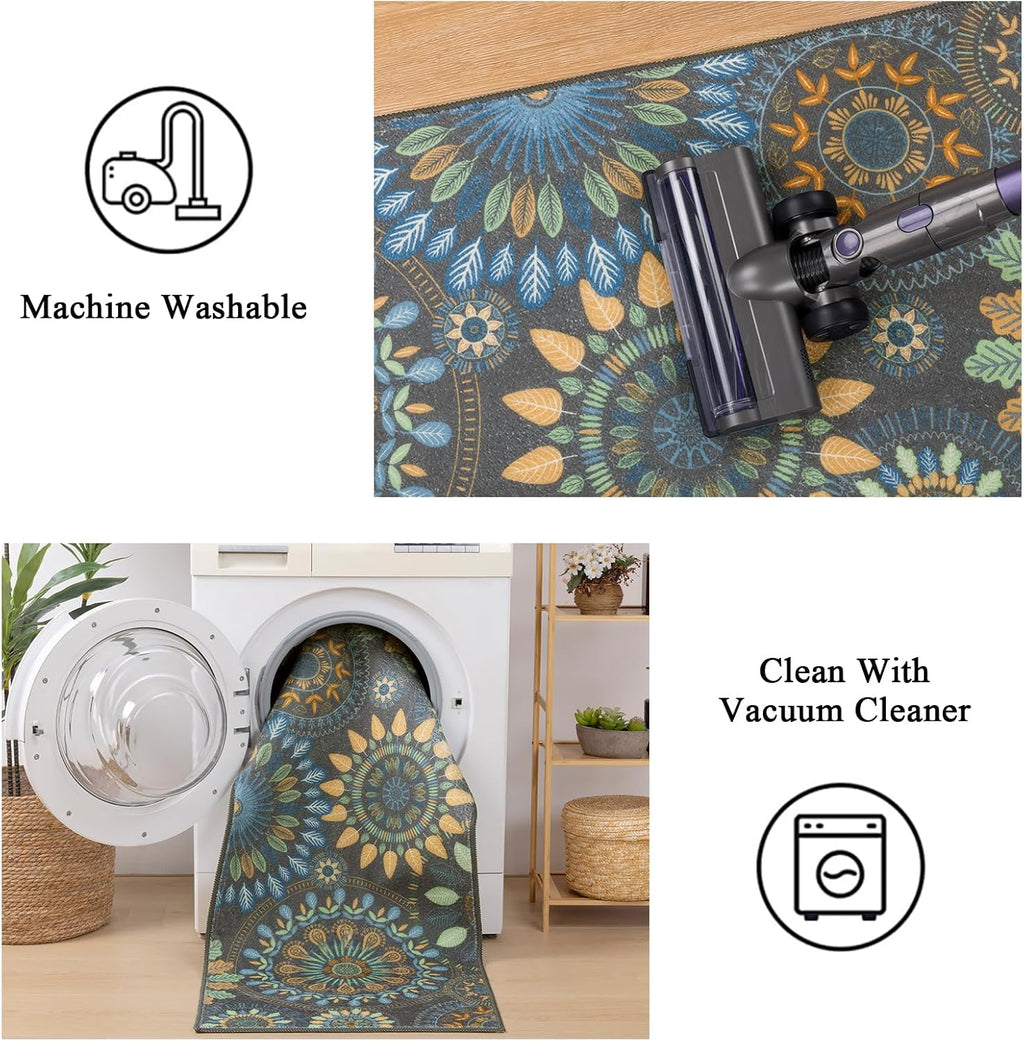 Bsmathom Boho Kitchen Rug Sets 3 Piece with Runner, Farmhouse Kitchen Rugs Non Slip Washable, Kitchen Mats for Floor Set of 3 for Kitchen Entryway Hallway Laundry Room