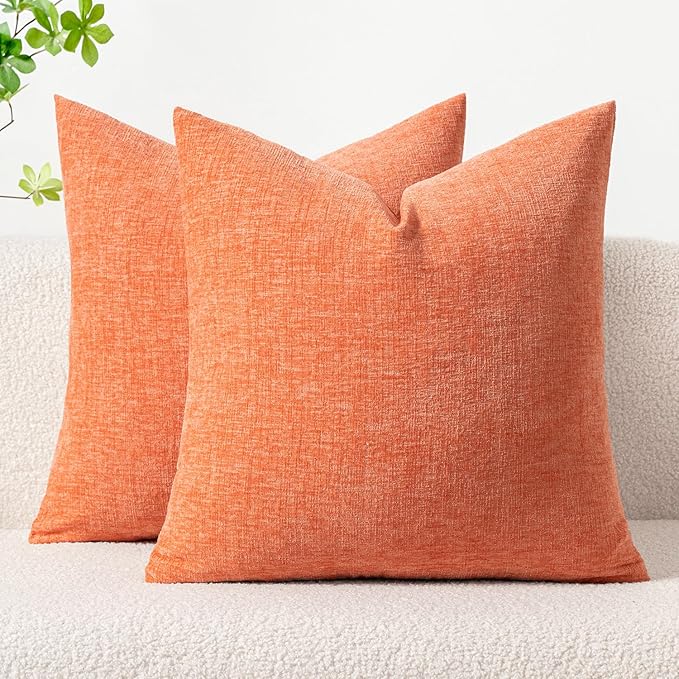 MIULEE Pack of 2 Couch Throw Pillow Covers 18x18 Inch Soft Coral Red Chenille by MIULEE