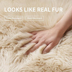 Beige Fluffy Rug for Bedroom, Soft Shag Rug for Sofa Couch Cushion, Cozy Shaggy - Image 4