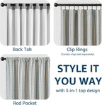 jinchan Linen Blackout Curtains Back Tab 84 Inch 2 Panels Striped Blue