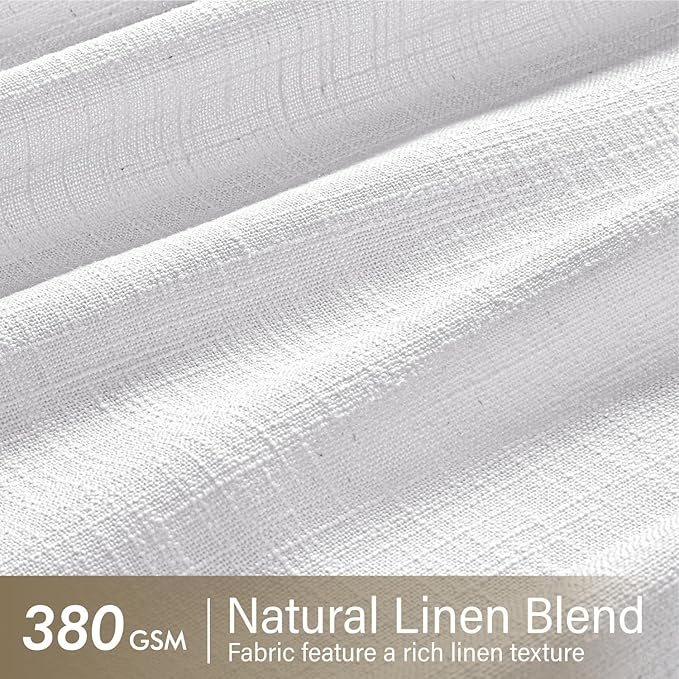 MIULEE Pinch Pleated White Thick Linen Curtains 108 Inches Long 2 Panels - Image 4