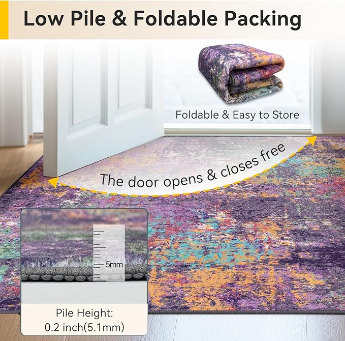 Washable Area Rugs 9'x12' Non-Slip Modern Abstract Soft - Image 6
