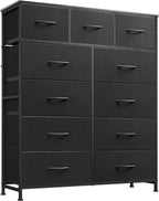 WLIVE Tall Dresser for Bedroom, 11 Drawer Chest of Drawers, Charcoal Black