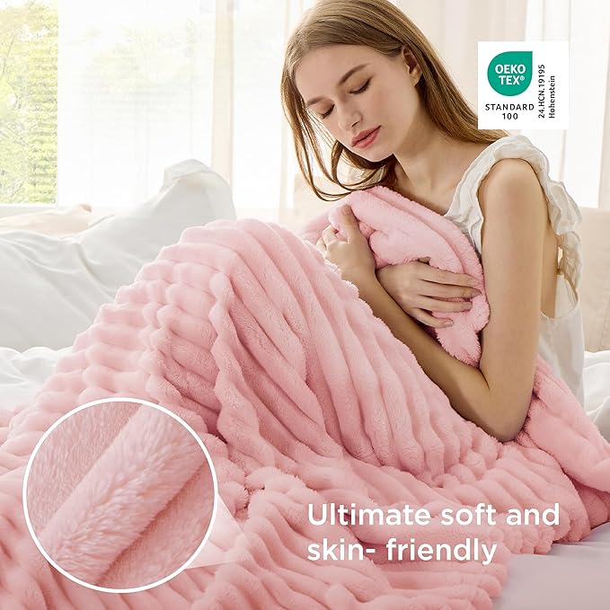 Bedsure GentleSoft Coral Pink Fleece Twin Blanket - Image 4
