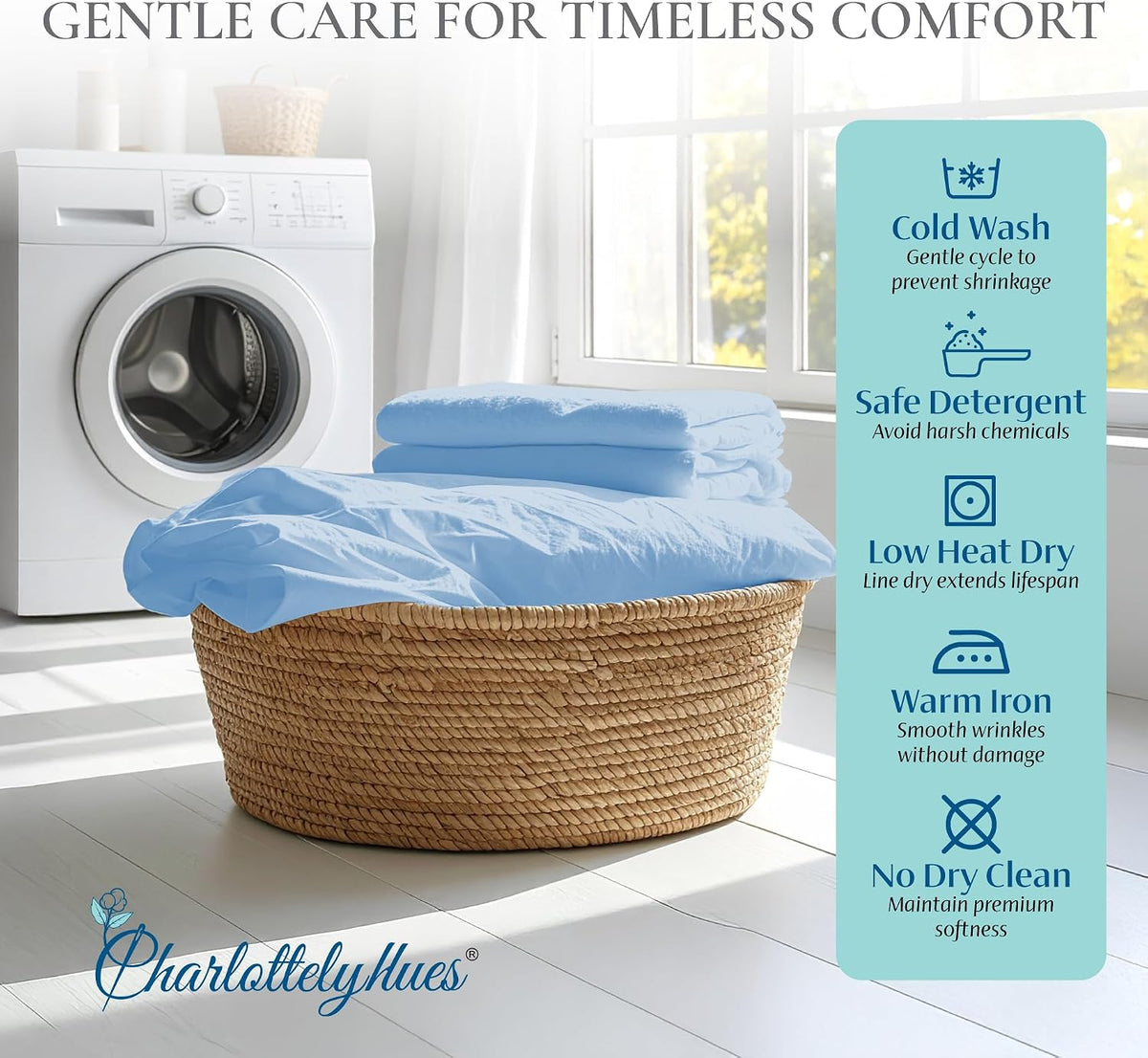 CharlottelyHues Sheet Set 4 Piece 100% Egyptian Soft Cotton King (Sky Blue)